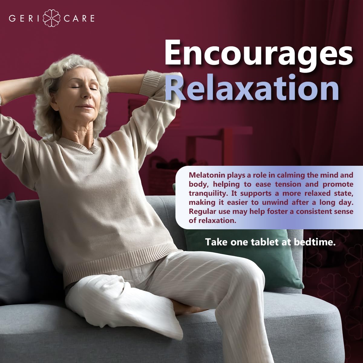 GeriCare Melatonin 5mg β Sleep Aid for Nighttime Routine, 30 Count