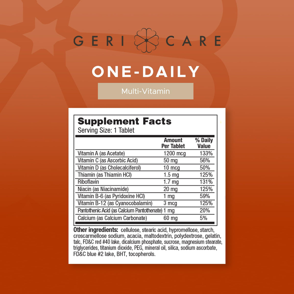 GeriCare One-Daily Multi-Vitamin Tablets Dietary Suplement 100 Count (Pack of 1)