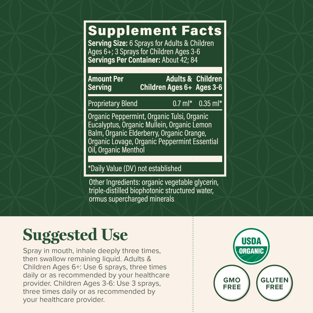 Global Healing Organic Lung Health Spray – Herbal Nasal Decongestant, Lung Support, 1 fl oz