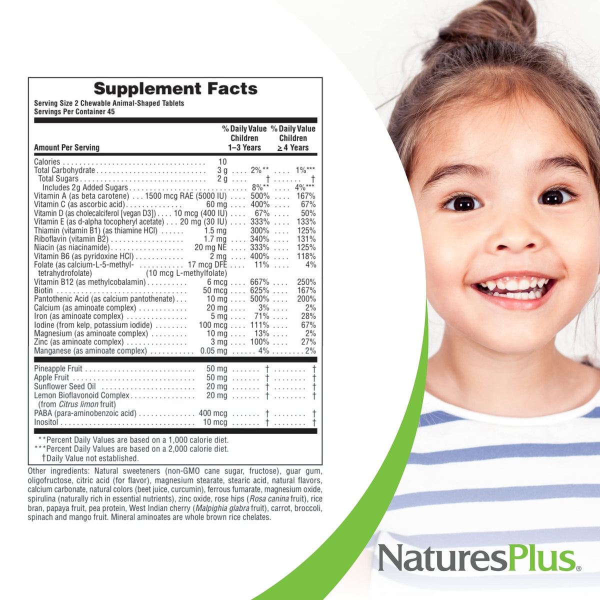 Natures Plus Animal Parade Kids Multivitamin β Watermelon Chewables, 90 Tablets, Vegetarian & Gluten Free, 45 Servings