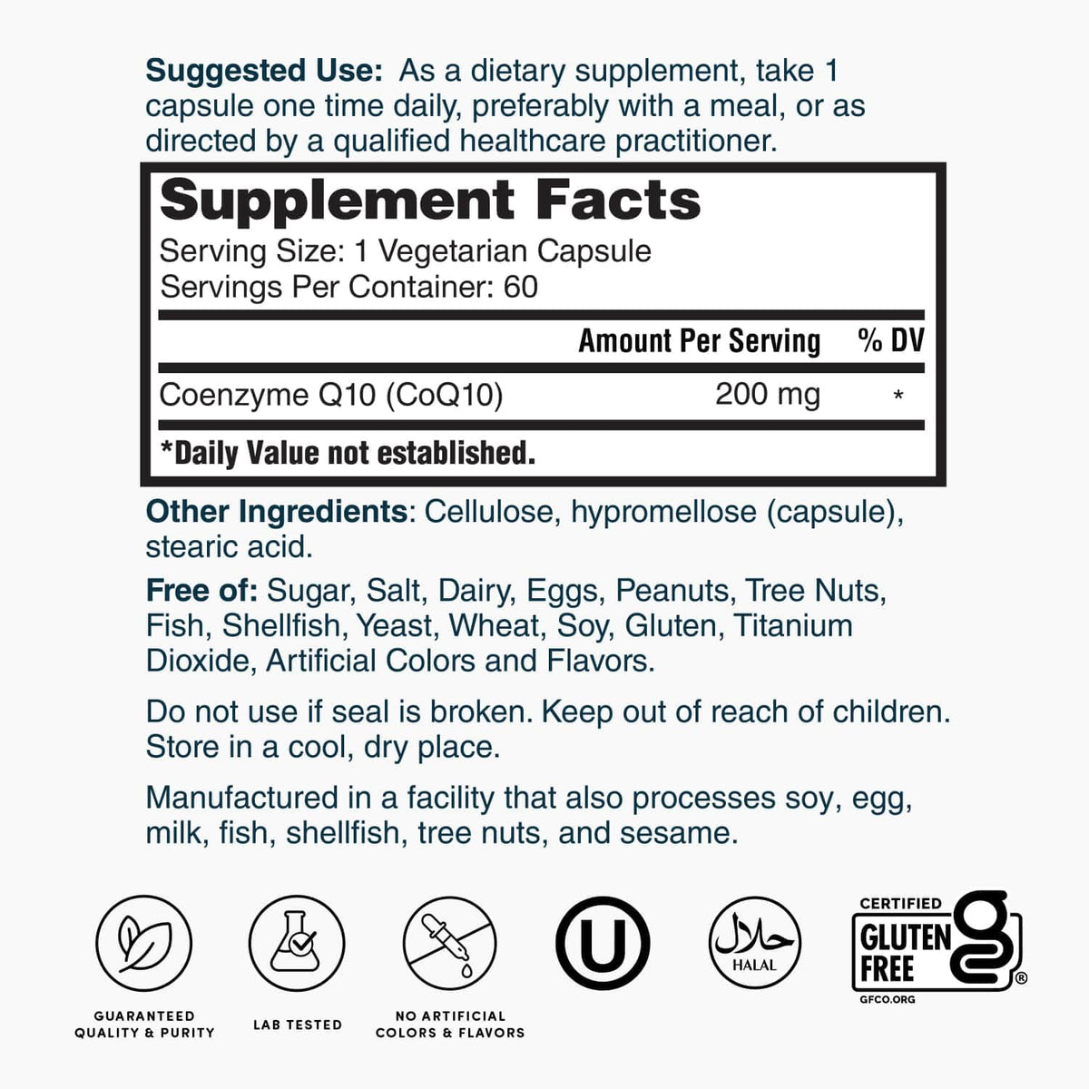 Nature's Lab CoQ10 200mg – يدعم صحة القلب والأعصاب والعضلات* – 60 كبسولة (تكفي شهرين)