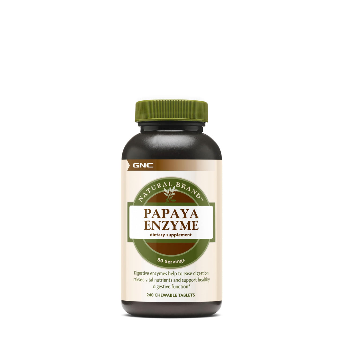 GNC Natural Brand Papaya Enzymes – يدعم وظيفة الجهاز الهضمي الصحية – 240 قرصًا