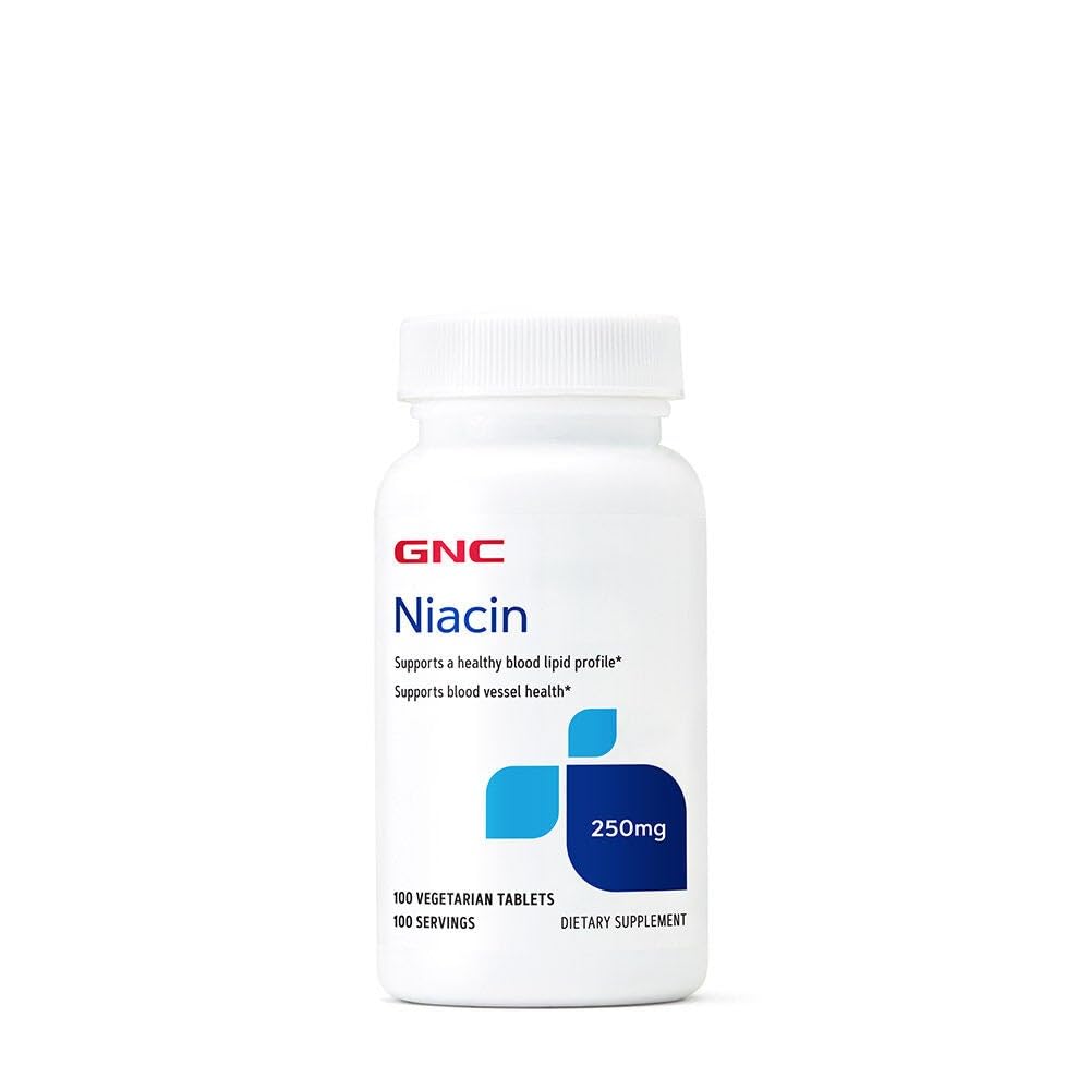 GNC نياسين 250 ملغ – يدعم صحة الأوعية الدموية – 100 قرص نباتي