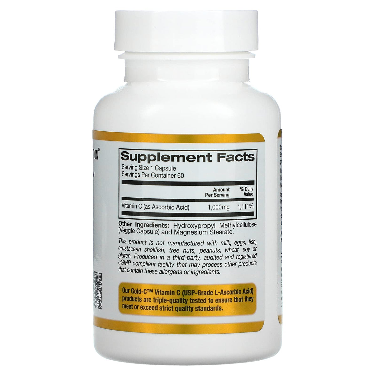 Gold C من California Gold Nutrition - فيتامين سي عالي النقاوة USP بتركيز 1000 ملجم | 60 كبسولة نباتية (عبوة من 3) - دعم المناعة، نباتي، خالي من الجلوتين