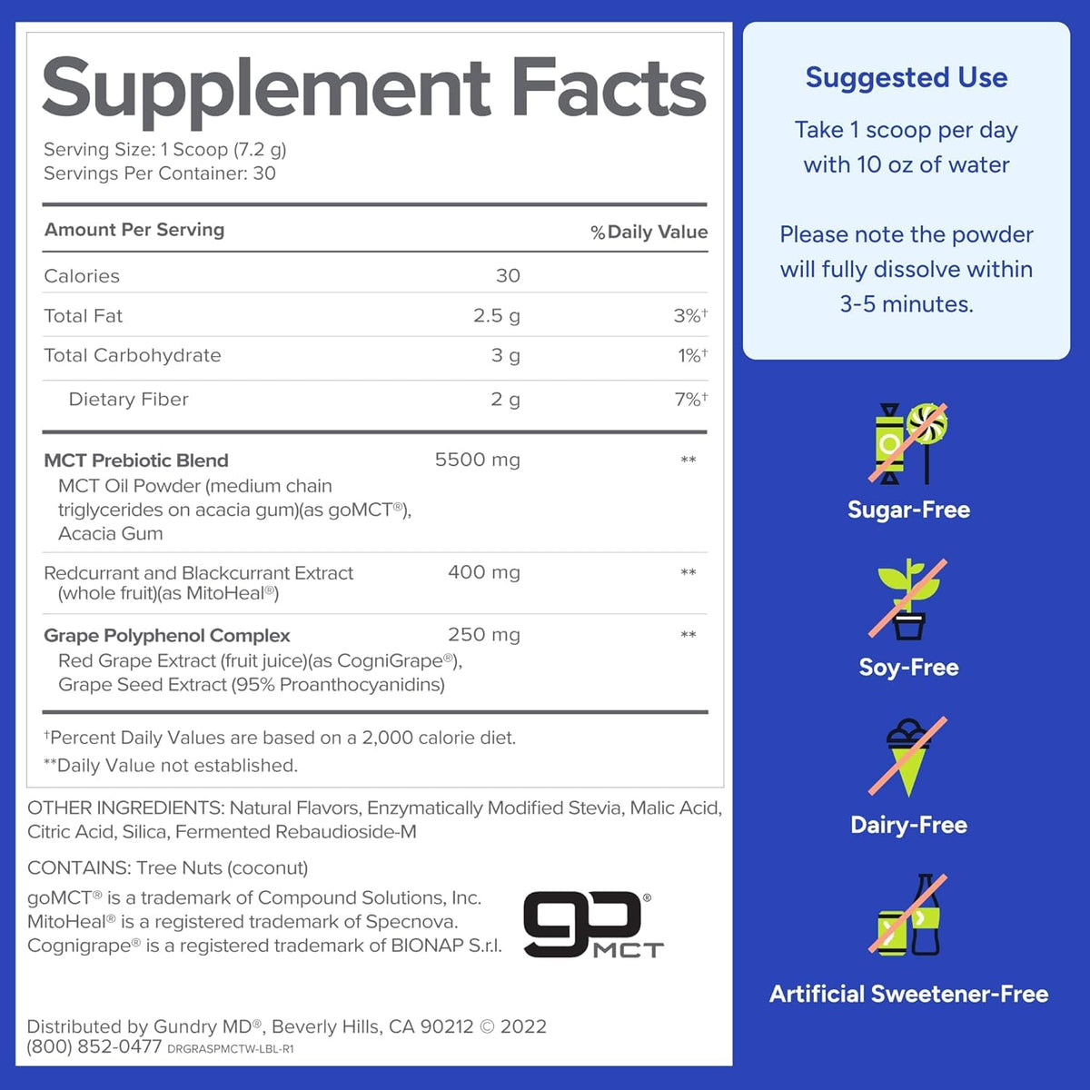 Gundry MD MCT Wellness Powder β Energy, Ketone Support, Brain Health (Raspberry Medley, 90 Day Supply)