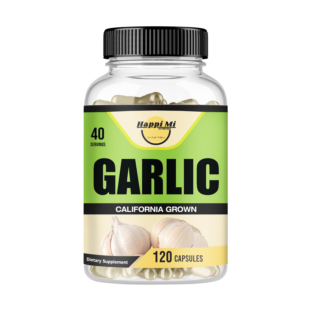 Happi Mi Garlic Capsules 2400mg – Organic California Garlic, Immune Support