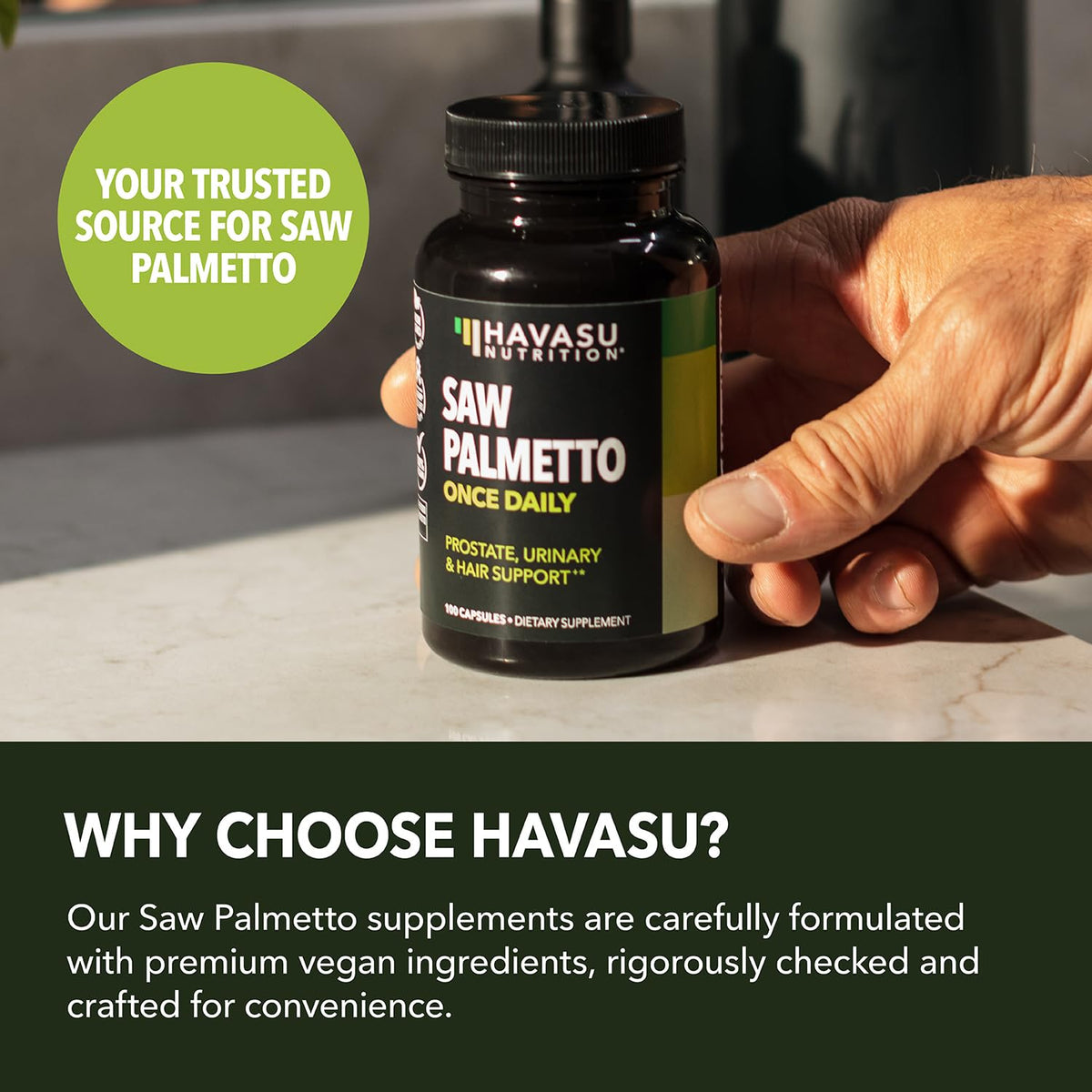 HAVASU NUTRITION Saw Palmetto for Men β Prostate Support & DHT Hair Health (500mg)