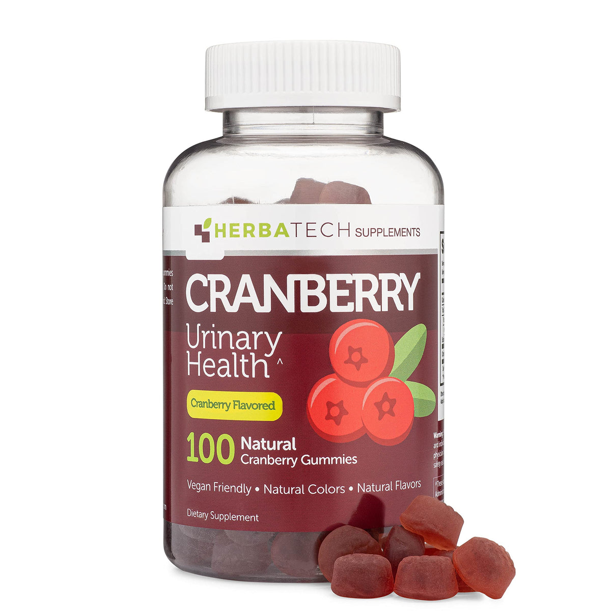 Herbatech Cranberry Gummies 1000mg – صحة المسالك البولية (100 قطعة) الولايات المتحدة الأمريكية