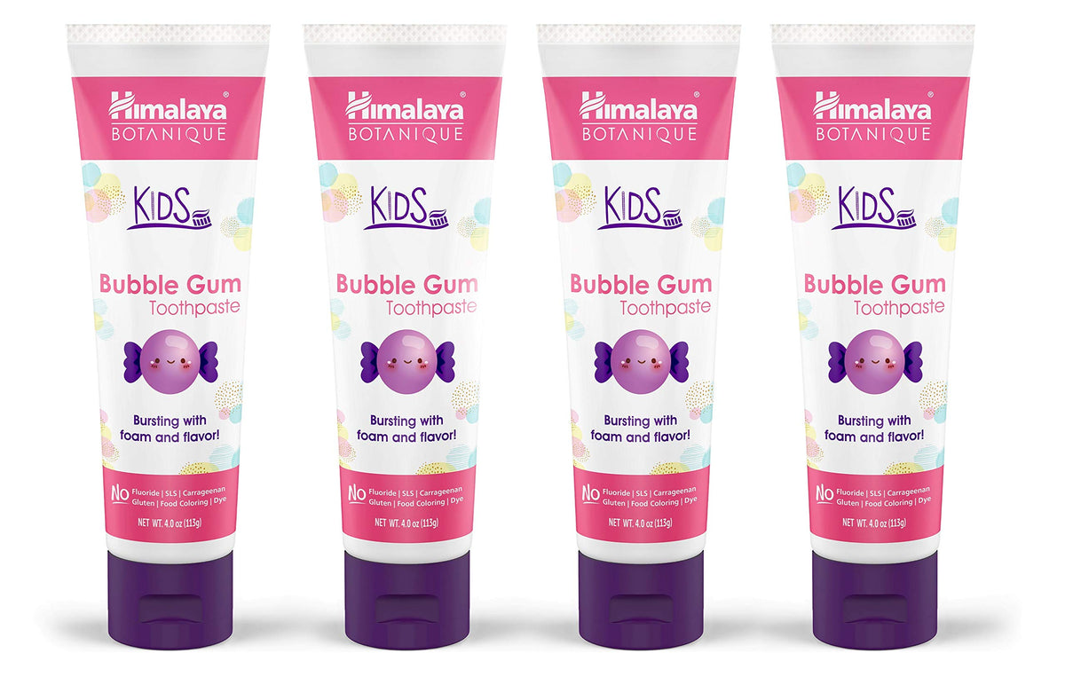 Himalaya Botanique Kids Toothpaste – Herbal, Fluoride Free, Bubble Gum (4 Pack)