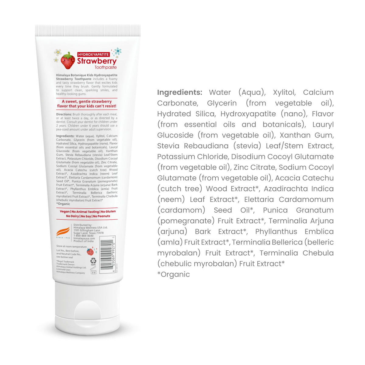 Himalaya Botanique Kids Hydroxyapatite Toothpaste β Strawberry, 4 oz, Fluoride-Free