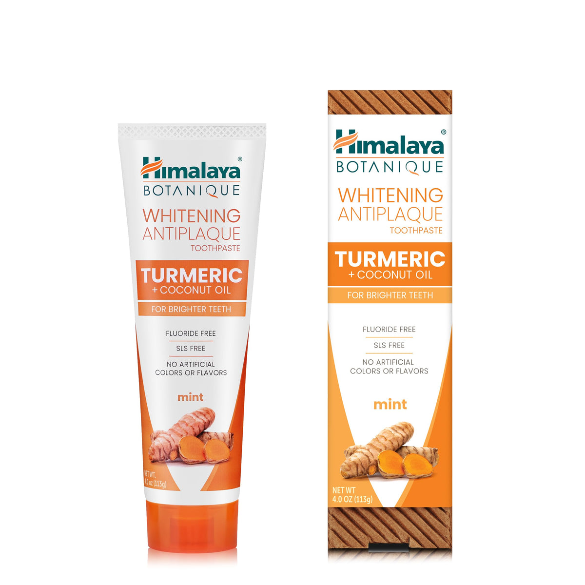 Himalaya Botanique Whitening Antiplaque Toothpaste β Mint, Turmeric & Coconut Oil β Fluoride-Free, Vegan