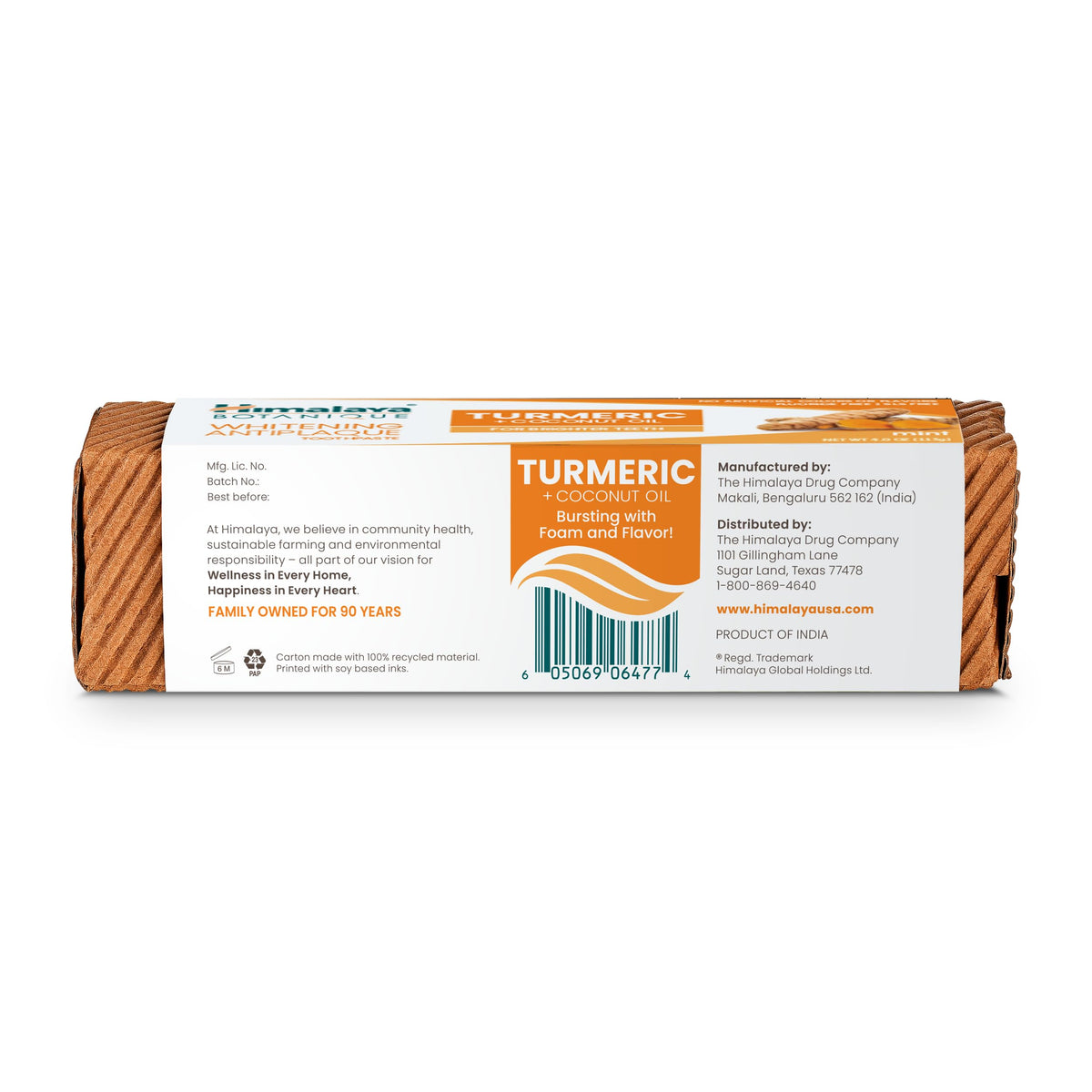 Himalaya Botanique Whitening Antiplaque Toothpaste β Mint, Turmeric & Coconut Oil β Fluoride-Free, Vegan