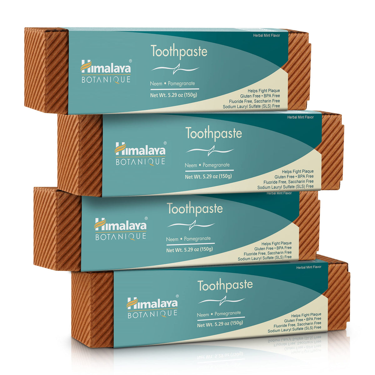 Himalaya Botanique Neem & Pomegranate Toothpaste β Fluoride Free, SLS Free, Vegan, Cruelty Free, Mint Flavor, 5.29 oz, 4 Pack