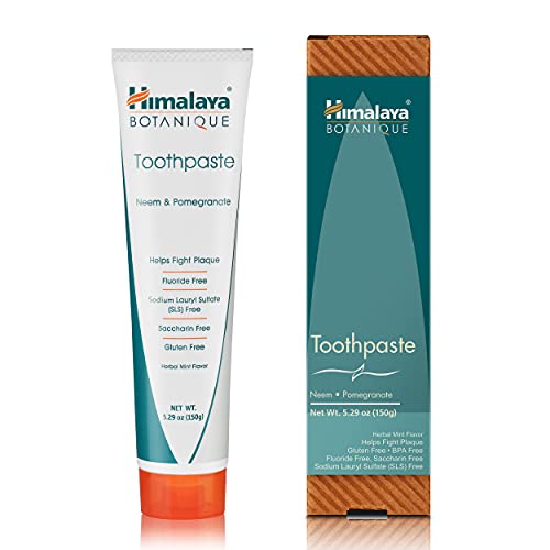 Himalaya Botanique Neem & Pomegranate Toothpaste β Fluoride Free, SLS Free, Vegan, Cruelty Free, Mint Flavor, 5.29 oz, 4 Pack