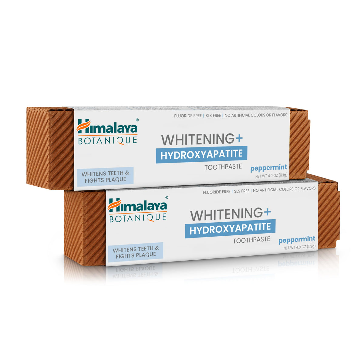 Himalaya Botanique Whitening + Hydroxyapatite Toothpaste β Peppermint, Nano Hydroxyapatite for Remineralization & Enamel Support | Gluten Free, 4 oz, 2-Pack