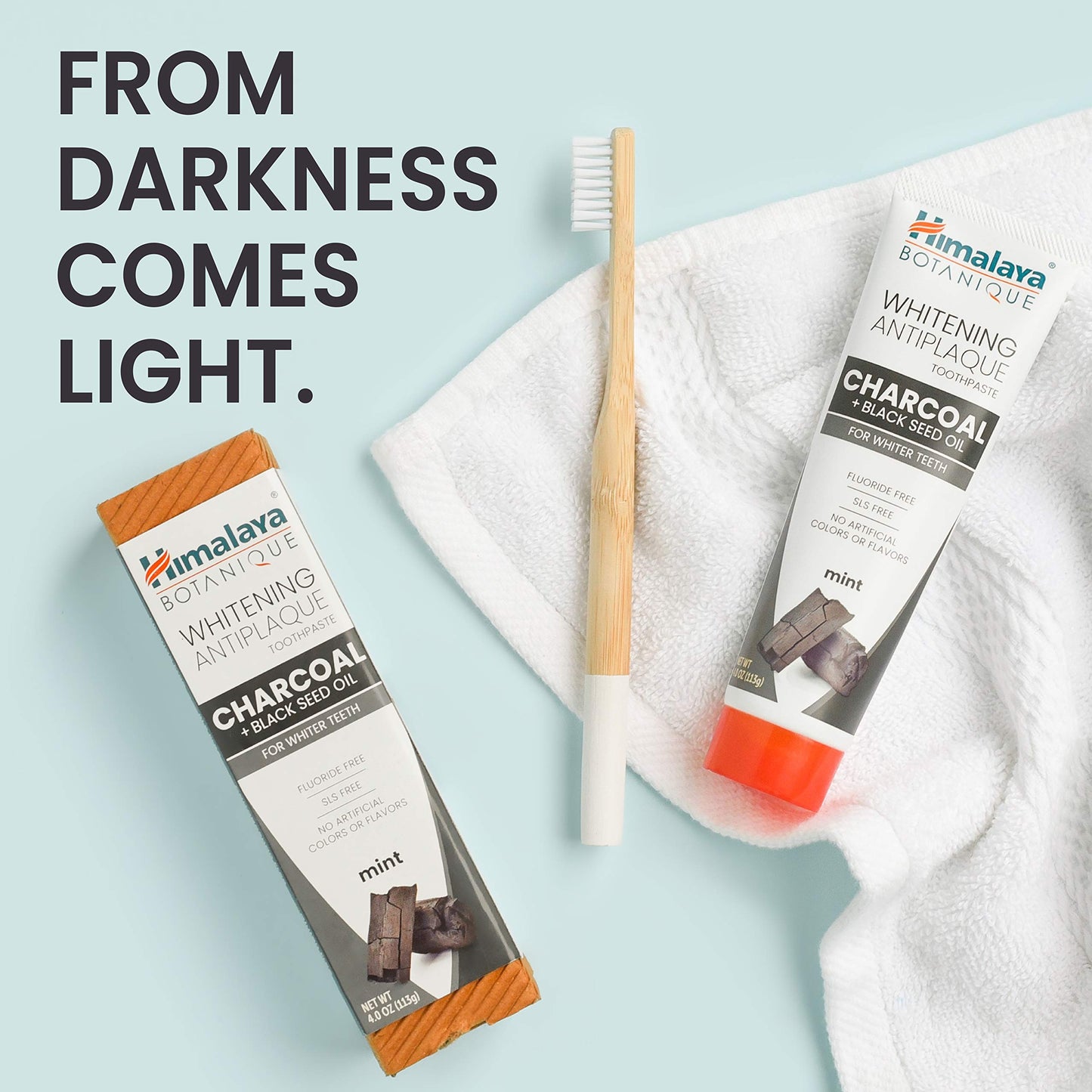 Himalaya Botanique Charcoal Whitening Toothpaste with Black Seed Oil – Fluoride Free, Antiplaque, 4 oz (4 Pack)