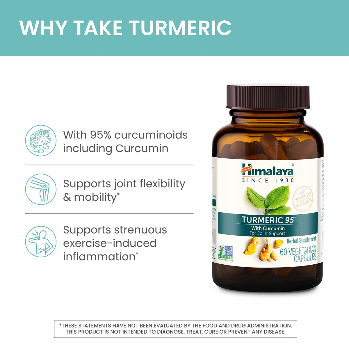 Himalaya Turmeric 95 – 600 mg، 30 كبسولة | دعم المفاصل، 95% كركمينويد