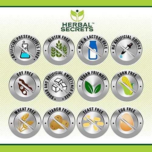 Herbal Secrets ريحان مقدس 1000 ملجم – كبسولات نباتية | غير معدلة وراثيًا، خالية من الجلوتين، صنع في الولايات المتحدة الأمريكية | عبوة واحدة | 120 كبسولة