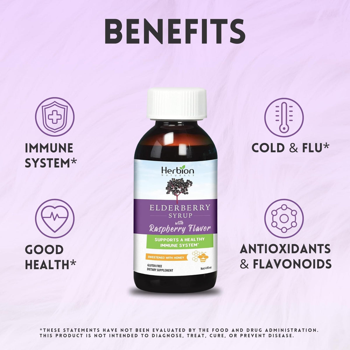 Herbion Naturals Elderberry Syrup – Immune Support for Adults & Kids 1+