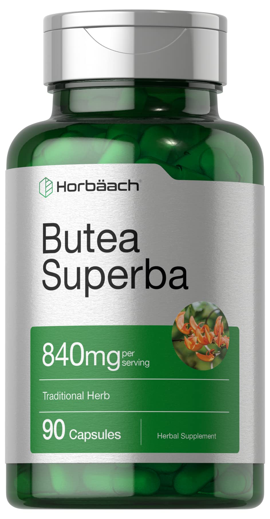 Horbäach Butea Superba Root 840mg | 90 كبسولة | أداء الذكور | غير معدلة وراثيًا، خالي من الغلوتين