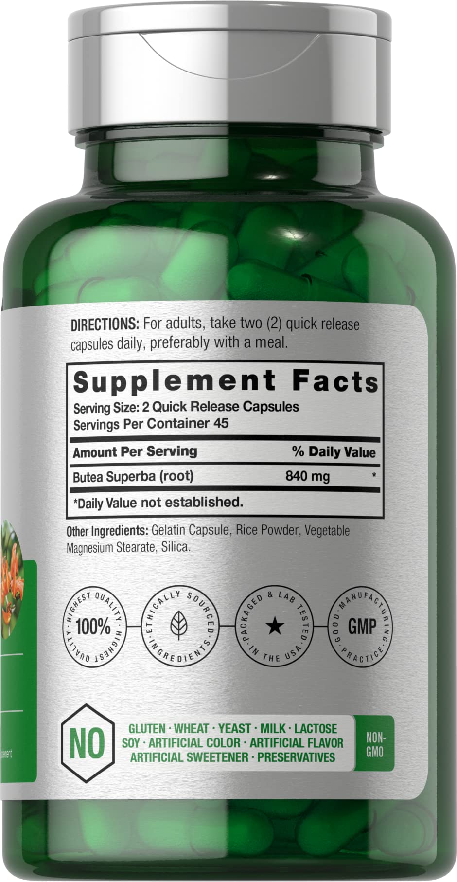 Horbäach Butea Superba Root 840mg | 90 كبسولة | أداء الذكور | غير معدلة وراثيًا، خالي من الغلوتين