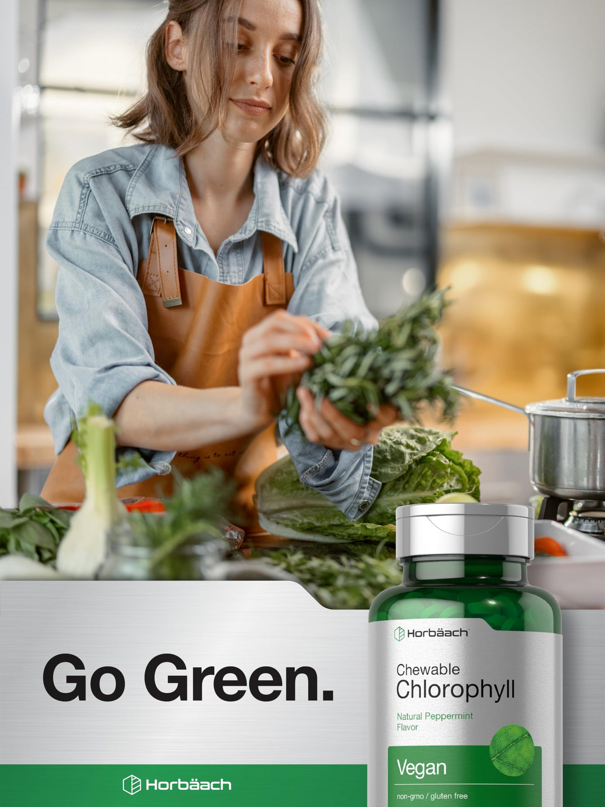 حبوب الكلوروفيل من هورباخ | 300 قرص للمضغ | بنكهة النعناع الطبيعية | مكمل غذائي نباتي، غير معدل وراثيًا وخالٍ من الغلوتين