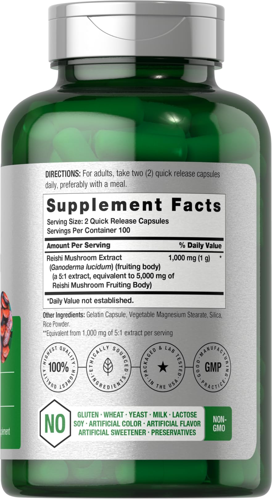 HorbΓ€ach Reishi Mushroom Capsules | 200 Count | Non-GMO and Gluten Free Extract Supplement