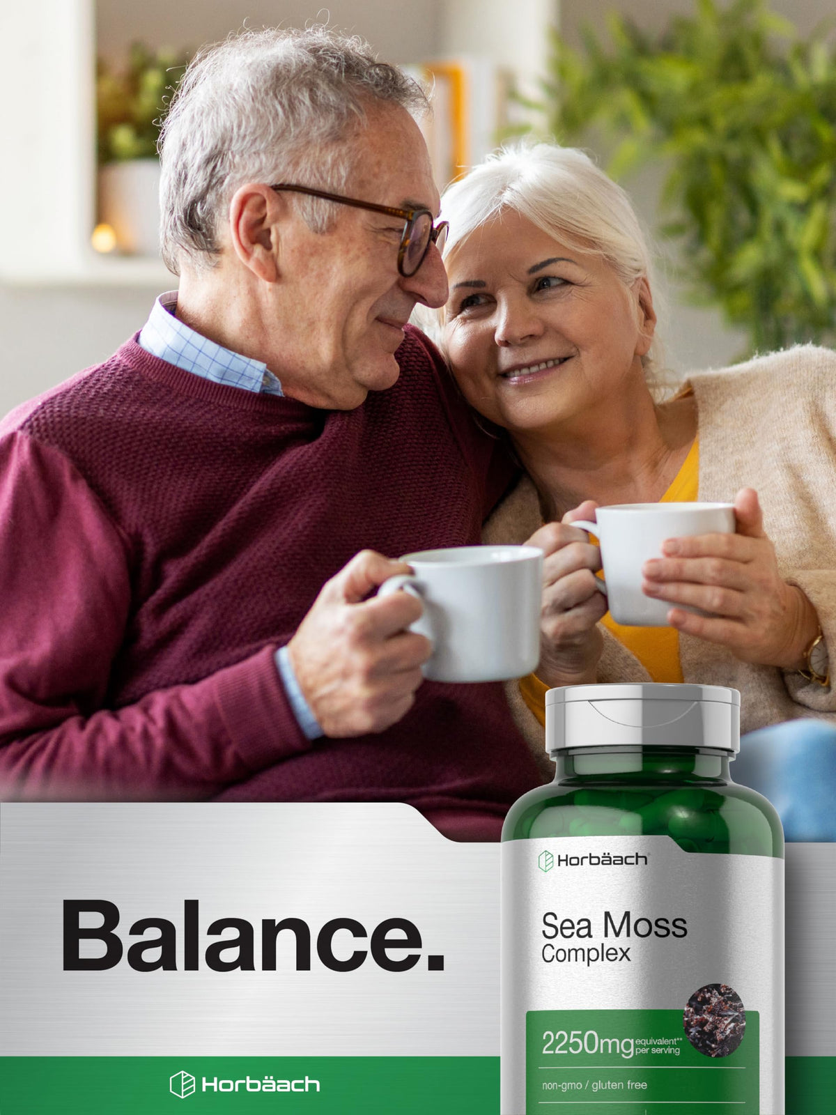 Horbäach Sea Moss Complex Capsules – 2250mg, 120 Count, Bladderwrack & Burdock Root – Non-GMO, Gluten Free