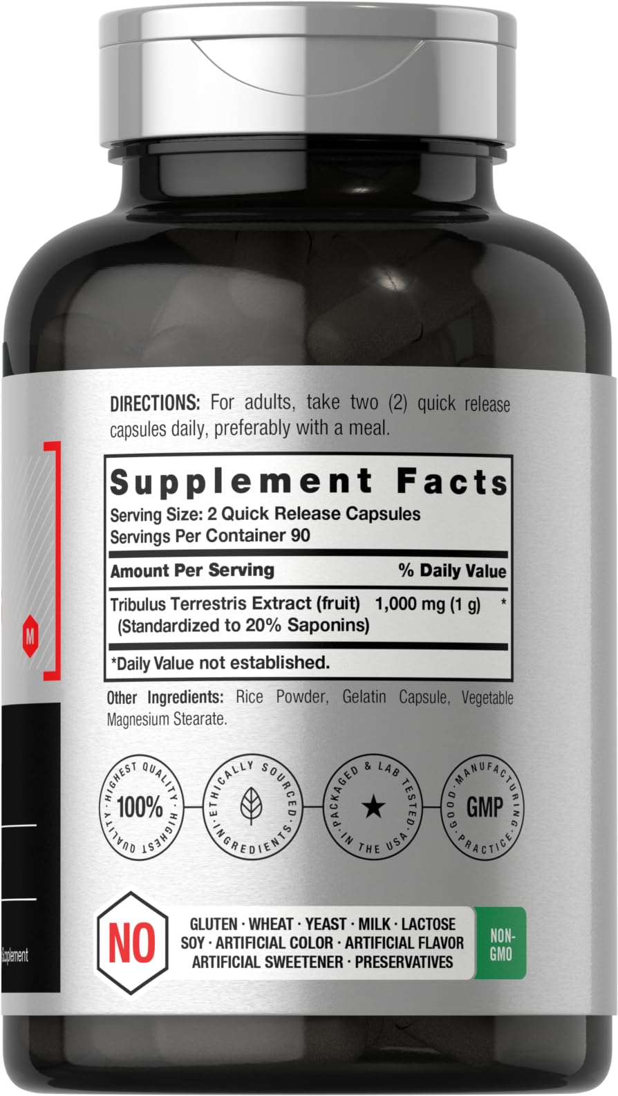 Horbaach Tribulus Terrestris for Men β 1000 mg, 180 Capsules | Non-GMO & Gluten Free