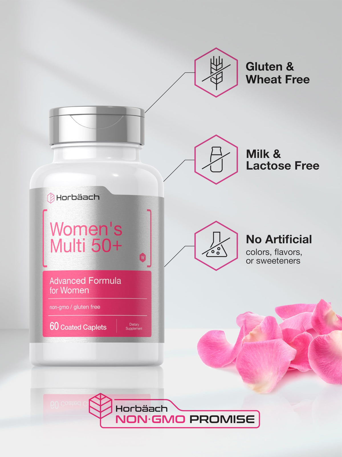 هورباش متعدد الفيتامينات للسيدات 50 بلس | 60 كبسولة مغلفة | تركيبة فيتامينات متطورة | مكمل غذائي غير معدل وراثيًا وخالٍ من الغلوتين