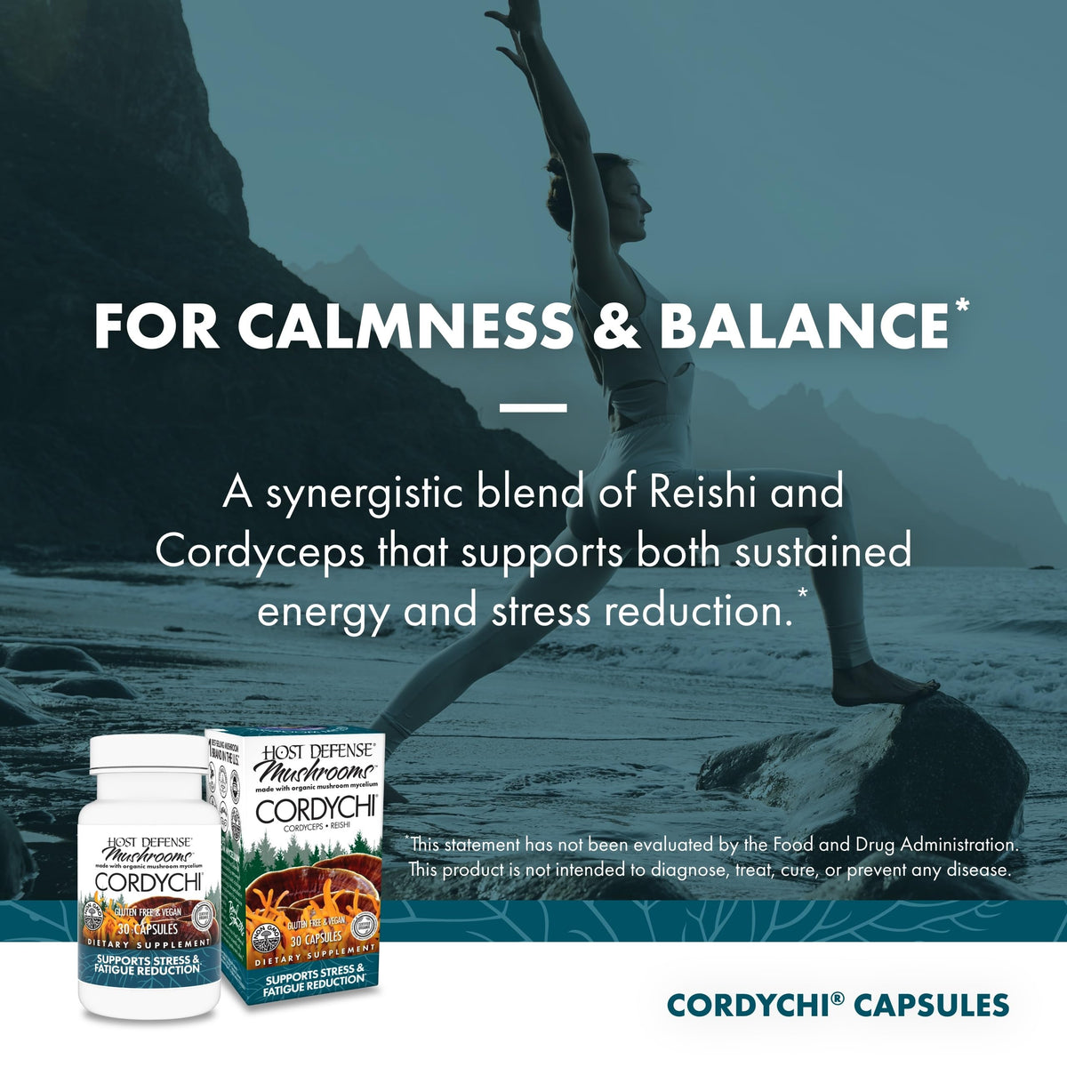 Host Defense CordyChi Capsules β Energy & Immune Support (Cordyceps & Reishi) β 30 Caps