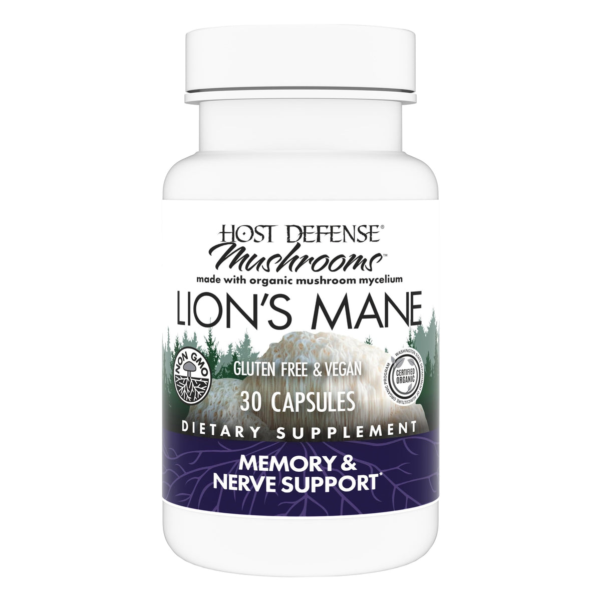 Host Defense Mushrooms Lion's Mane β Brain Health & Focus Capsules (30 Capsules / 15 Servings)