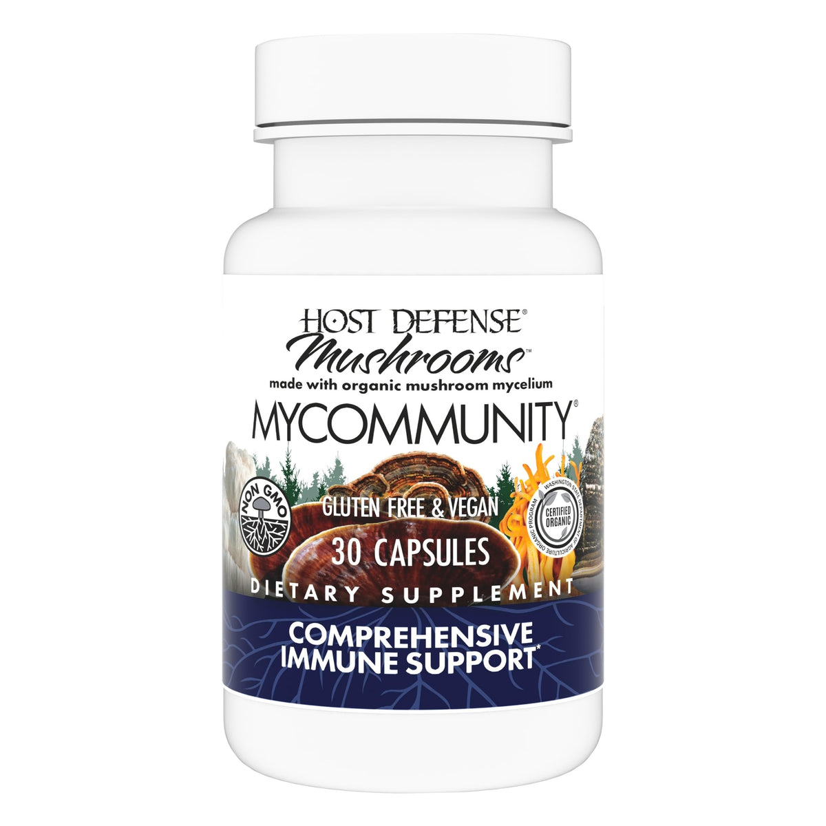 كبسولات Host Defense MyCommunity - مزيج فطر من 17 نوعًا لدعم المناعة | 30 كبسولة