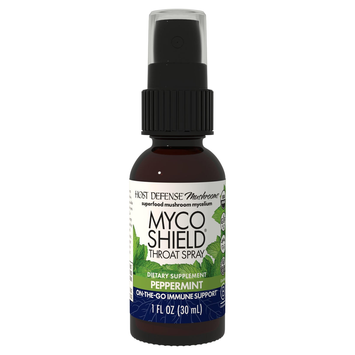 Host Defense MycoShield بخاخ الحلق – دعم المناعة، نعناع، 1 أونصة سائلة