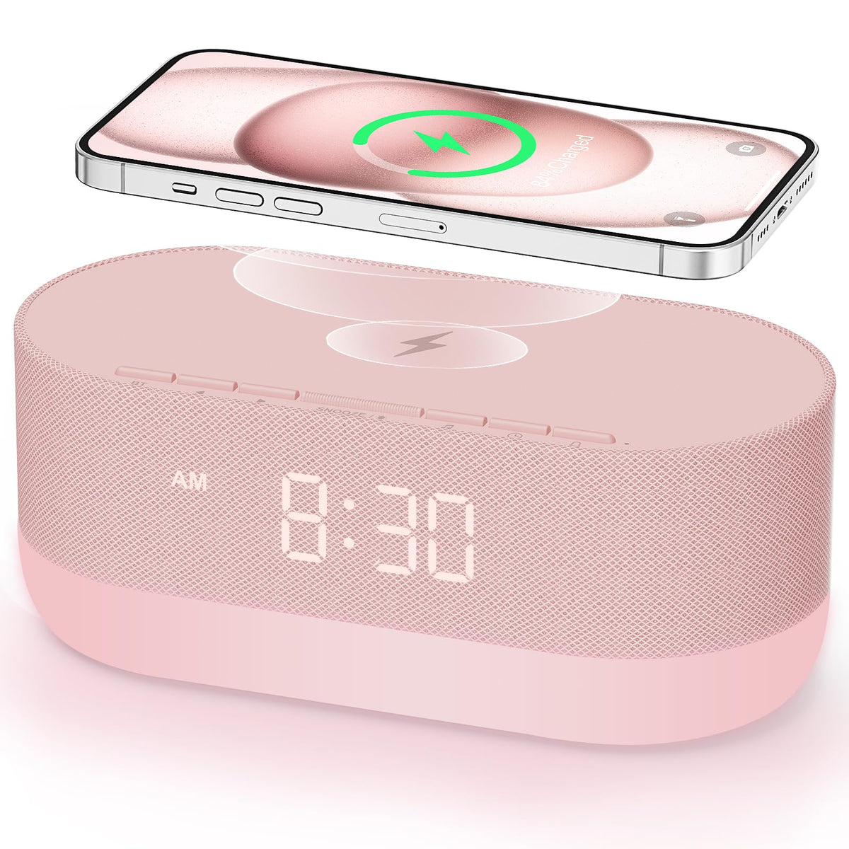 HOUSBAY Sound Machine with Alarm Clock β Dual HiFi Speakers, 21 Sounds, 10W Wireless Charger