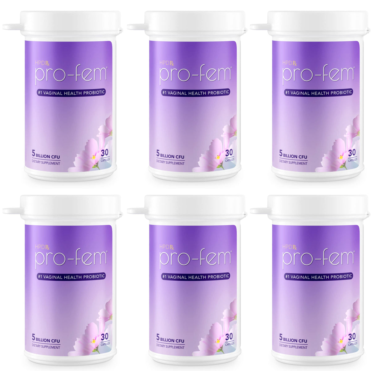 HPD Rx Pro-Fem البروبيوتيك لصحة المهبل (عبوة من 6) | توازن درجة الحموضة ودعم المسالك البولية