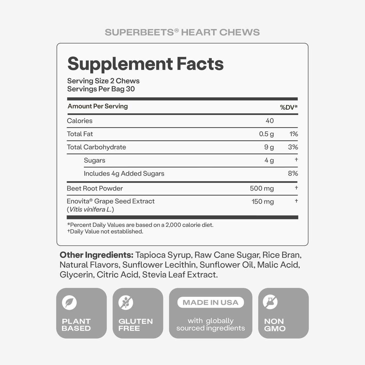 Humann SuperBeets Heart Chews β Nitric Oxide & Blood Pressure Support, Pomegranate Berry Flavor, 60 Count