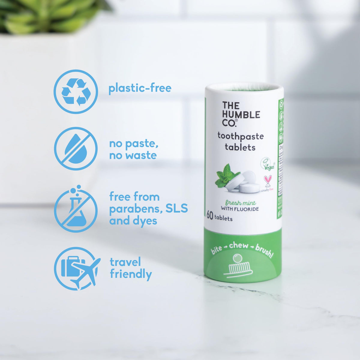 The Humble Co Chewable Toothpaste Tablets with Fluoride β Mint (180 ct)