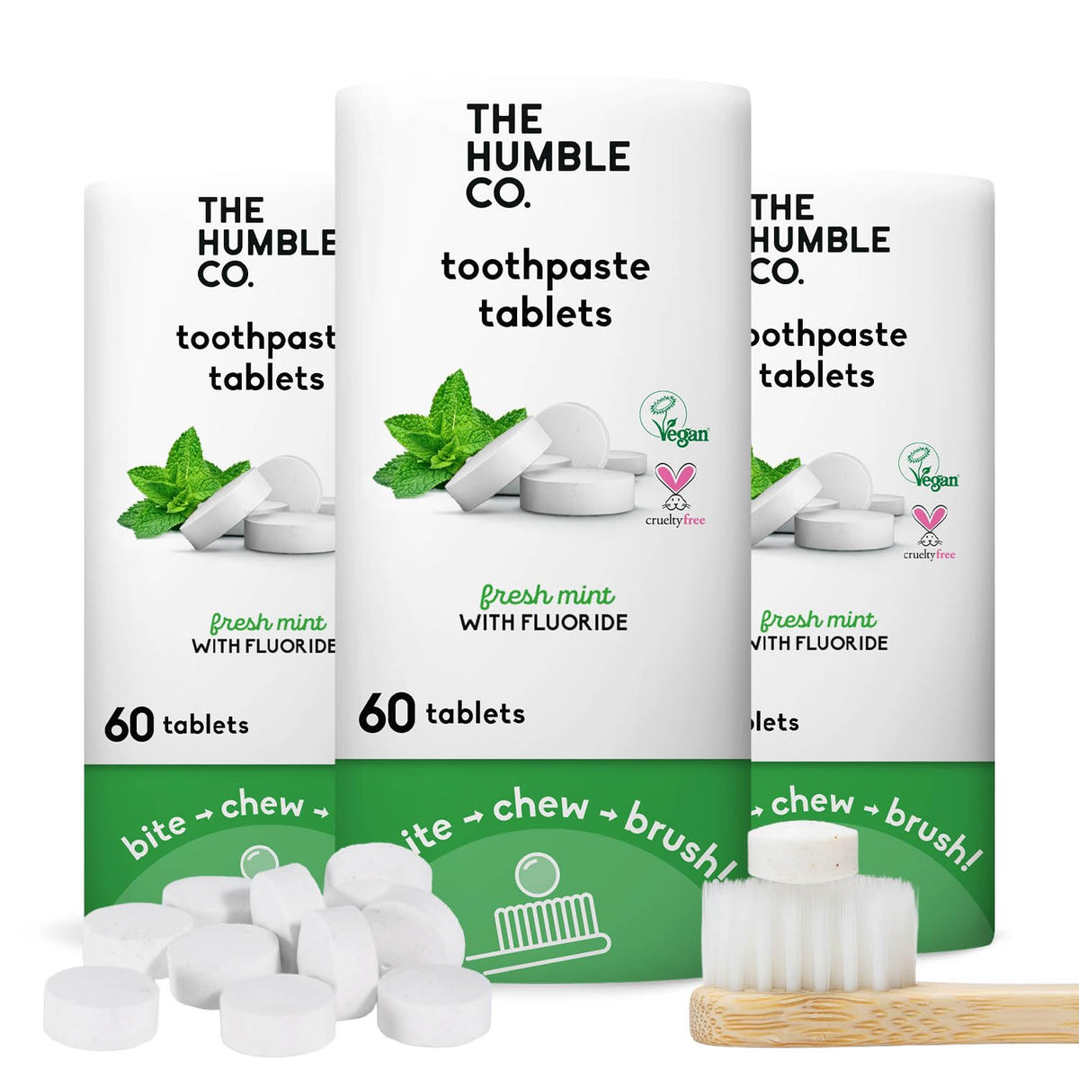 The Humble Co Chewable Toothpaste Tablets with Fluoride β Mint (180 ct)