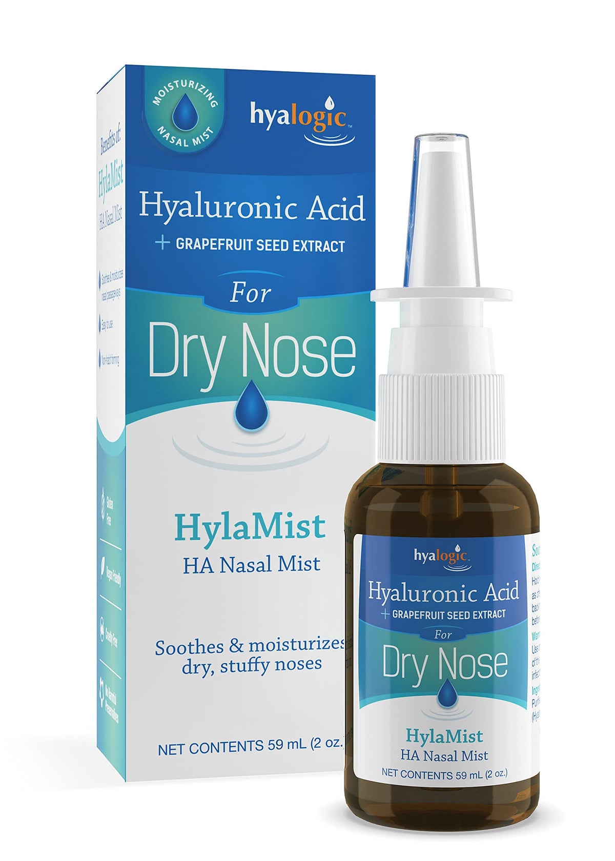بخاخ الأنف Hyalogic HylaMist | مرطب أنف بحمض الهيالورونيك للأنف الجاف (2 أونصة)