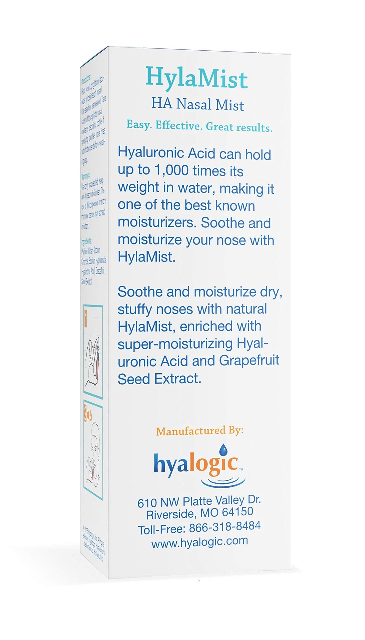 بخاخ الأنف Hyalogic HylaMist | مرطب أنف بحمض الهيالورونيك للأنف الجاف (2 أونصة)