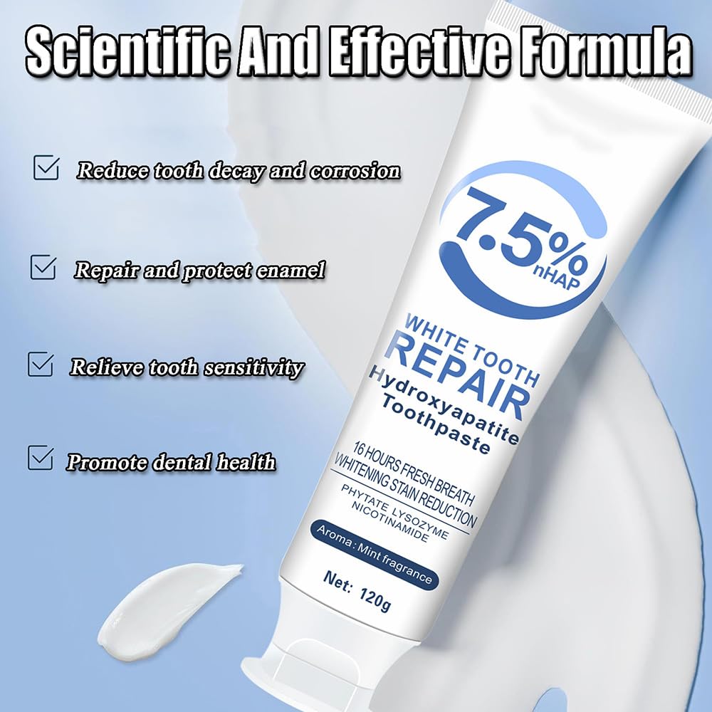 2-Pack Hydroxyapatite Toothpaste β Fluoride-Free, 7.5% Hydroxyapatite for Sensitive Teeth