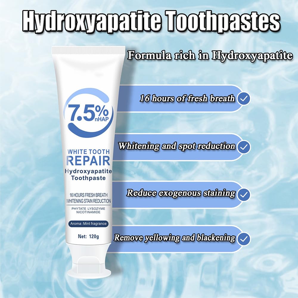 2-Pack Hydroxyapatite Toothpaste β Fluoride-Free, 7.5% Hydroxyapatite for Sensitive Teeth
