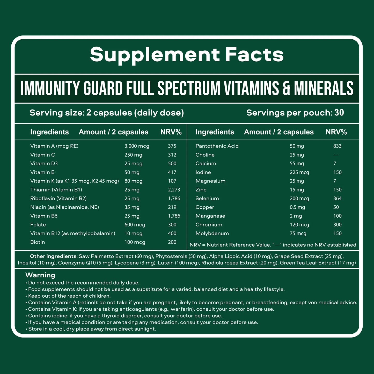 Immunity Guard - Full Spectrum Vitamins & Minerals