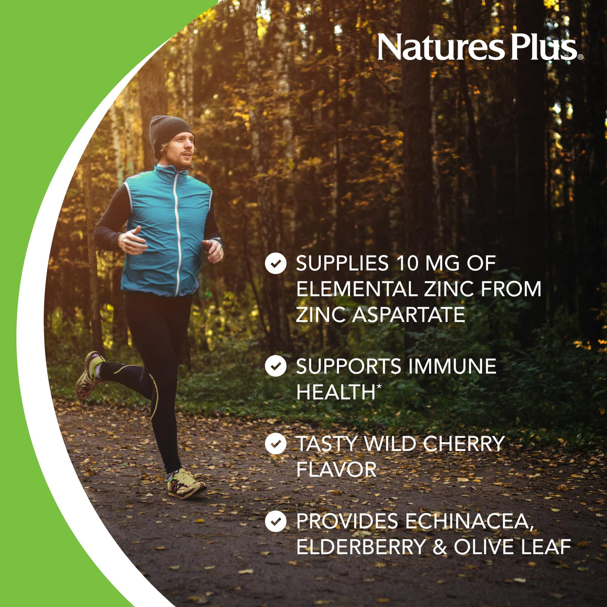 أقراص المص بالزنك ImmunActin من NaturesPlus – كرز بري، 60 قرص مص نباتي | دعم المناعة