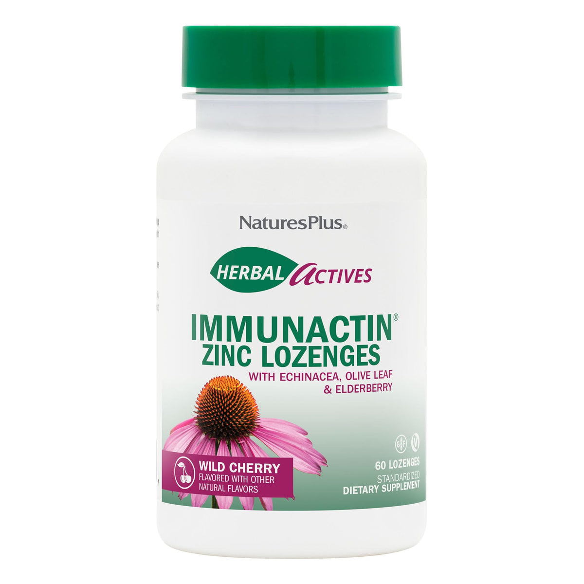 أقراص المص بالزنك ImmunActin من NaturesPlus – كرز بري، 60 قرص مص نباتي | دعم المناعة