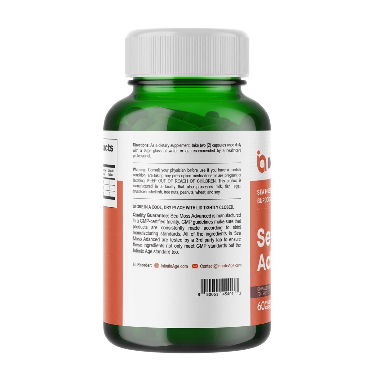 INFINITE AGE 3-Pack Sea Moss Capsules 1250mg β 180 Vegan Capsules Each, Made in USA