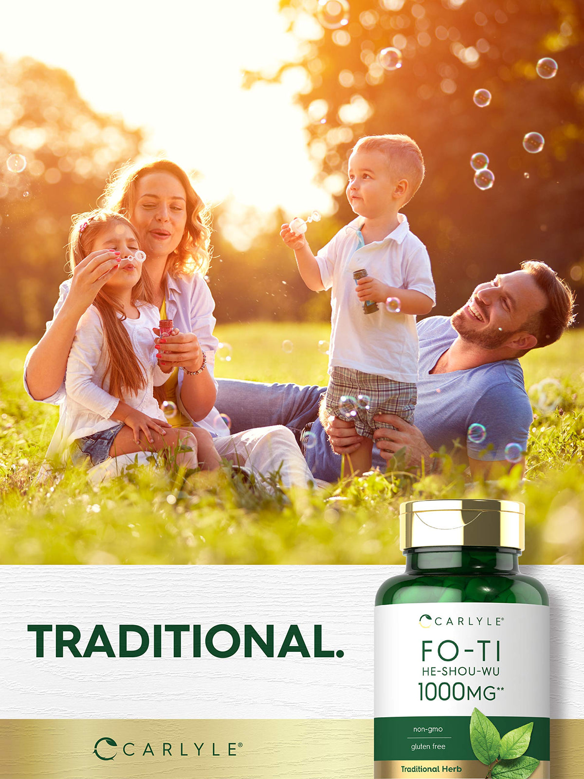 Carlyle Fo-Ti 1000mg – 180 كبسولة | جذر هي شو وو | مكمل عشبي تقليدي | غير معدل وراثيًا وخالي من الغلوتين