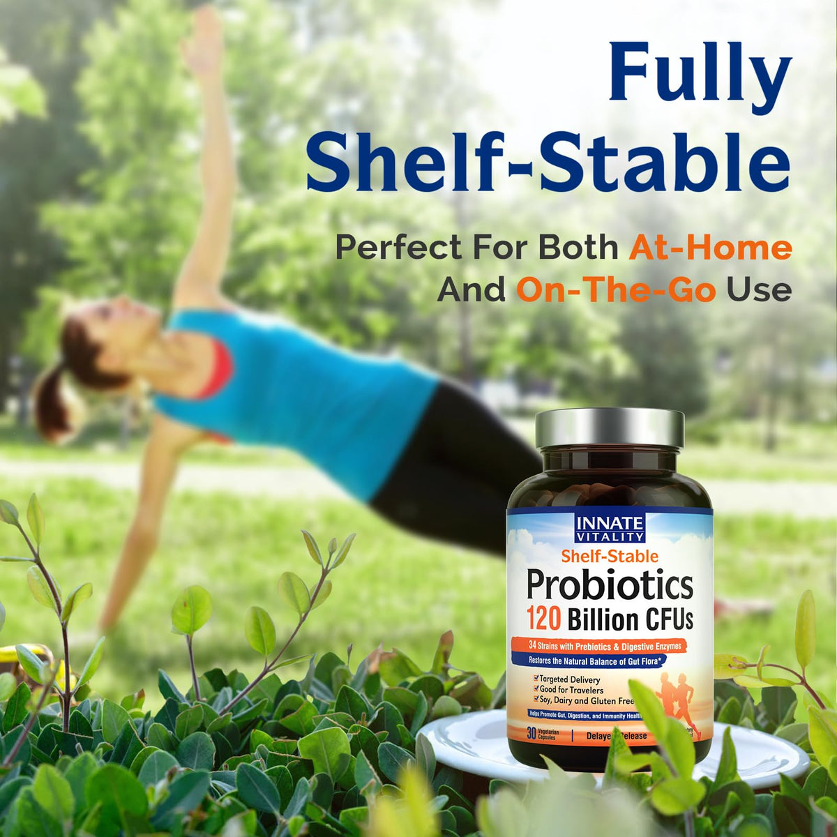 Innate Vitality Probiotics 120B CFUs - 34 سلالة، إطلاق متأخر، ثابت على الرف