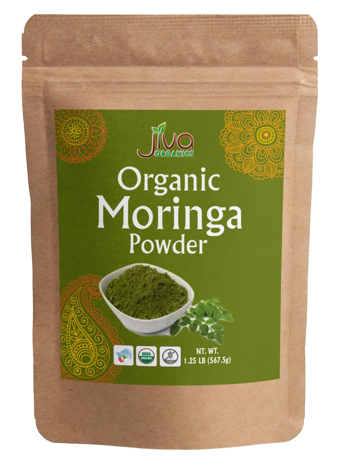 Jiva Organics Moringa Powder 1.25LB - USDA Organic Moringa Leaf Powder | Vegan